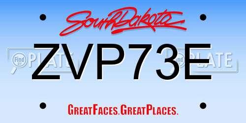 ZVP73E South Dakota License Plate