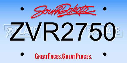 ZVR2750 South Dakota License Plate