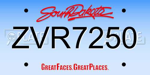 ZVR7250 South Dakota License Plate