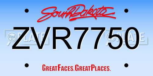 ZVR7750 South Dakota License Plate