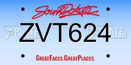 ZVT624 South Dakota License Plate