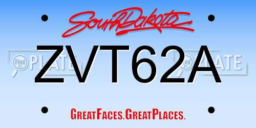 ZVT62A South Dakota License Plate
