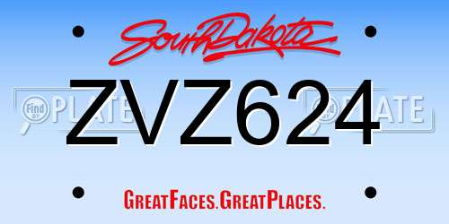 ZVZ624 South Dakota License Plate