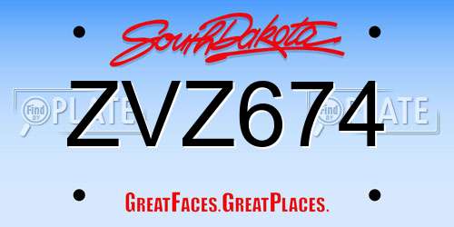 ZVZ674 South Dakota License Plate