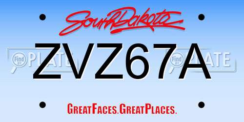 ZVZ67A South Dakota License Plate