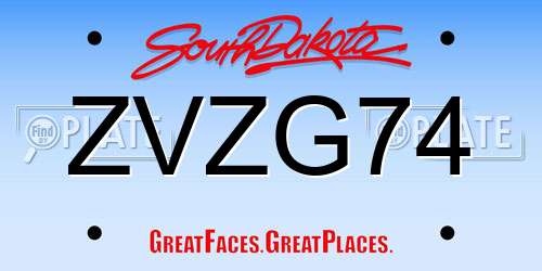 ZVZG74 South Dakota License Plate