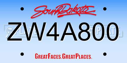 ZW4A800 South Dakota License Plate