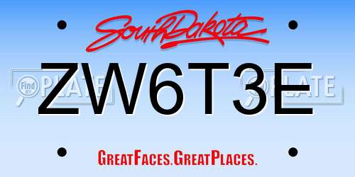 ZW6T3E South Dakota License Plate