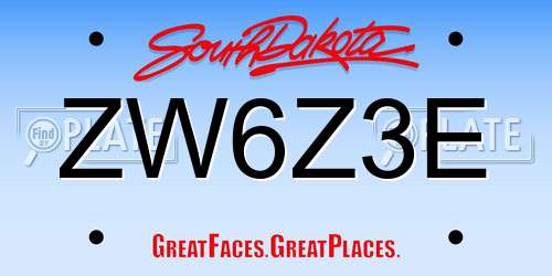 ZW6Z3E South Dakota License Plate