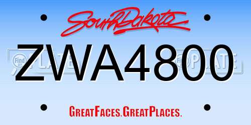 ZWA4800 South Dakota License Plate