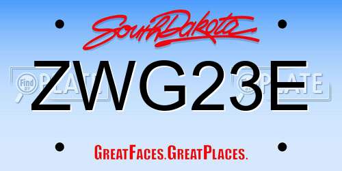 ZWG23E South Dakota License Plate