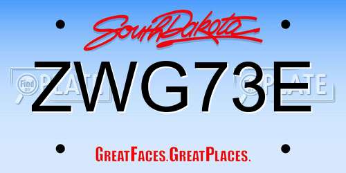 ZWG73E South Dakota License Plate