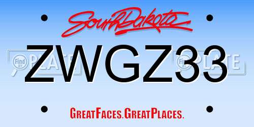 ZWGZ33 South Dakota License Plate
