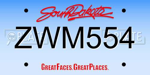ZWM554 South Dakota License Plate