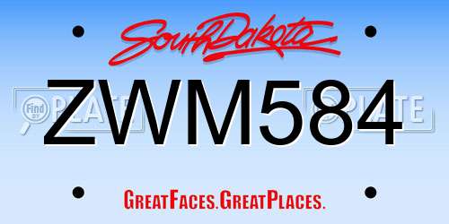 ZWM584 South Dakota License Plate