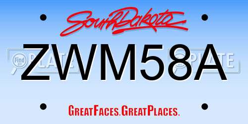 ZWM58A South Dakota License Plate