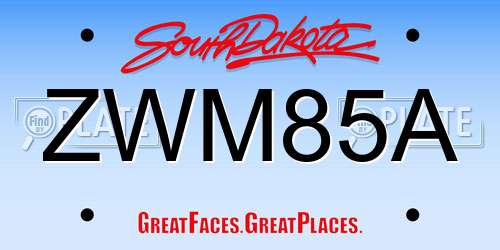 ZWM85A South Dakota License Plate