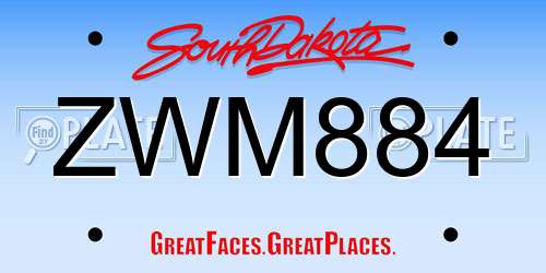 ZWM884 South Dakota License Plate