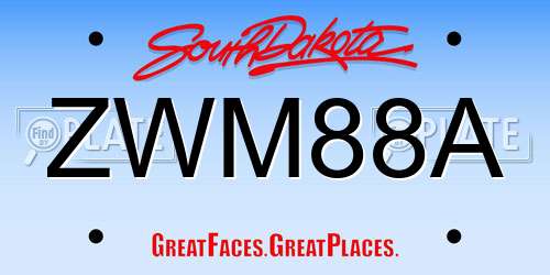 ZWM88A South Dakota License Plate
