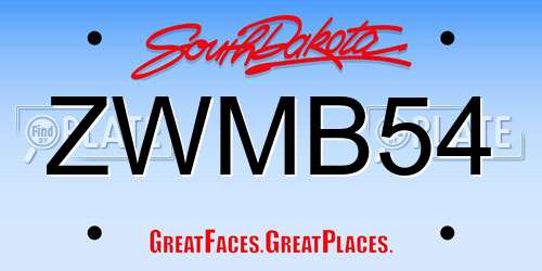 ZWMB54 South Dakota License Plate