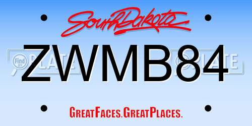 ZWMB84 South Dakota License Plate