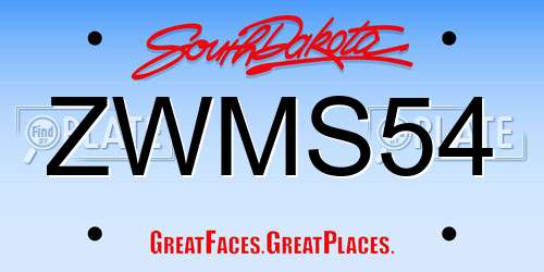 ZWMS54 South Dakota License Plate