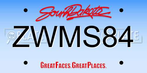 ZWMS84 South Dakota License Plate