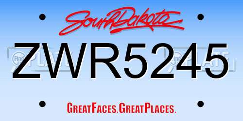 ZWR5245 South Dakota License Plate