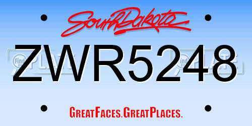 ZWR5248 South Dakota License Plate