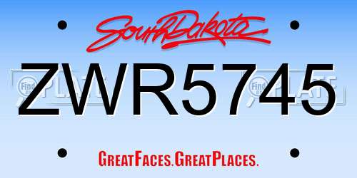 ZWR5745 South Dakota License Plate