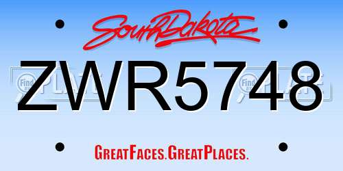 ZWR5748 South Dakota License Plate