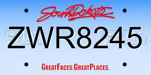 ZWR8245 South Dakota License Plate