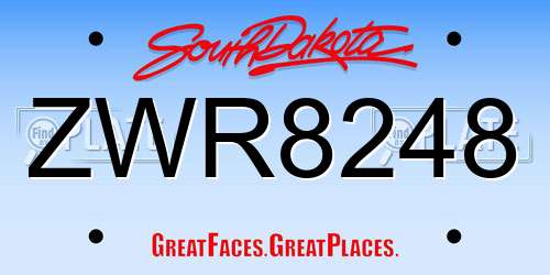 ZWR8248 South Dakota License Plate
