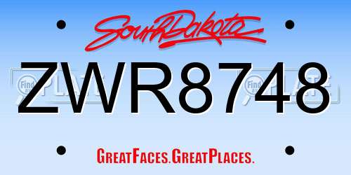 ZWR8748 South Dakota License Plate