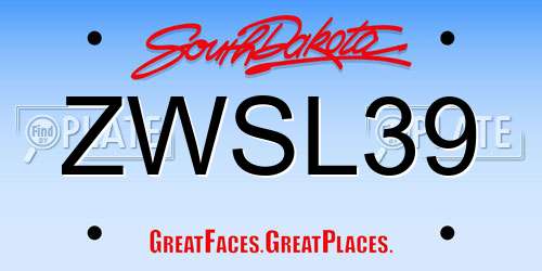 ZWSL39 South Dakota License Plate