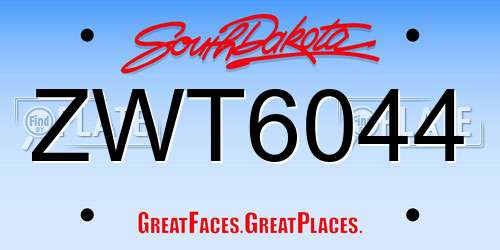 ZWT6044 South Dakota License Plate