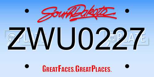 ZWU0227 South Dakota License Plate