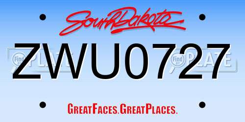 ZWU0727 South Dakota License Plate