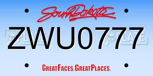 ZWU0777 South Dakota License Plate