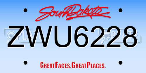 ZWU6228 South Dakota License Plate