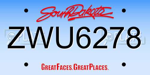 ZWU6278 South Dakota License Plate