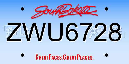 ZWU6728 South Dakota License Plate