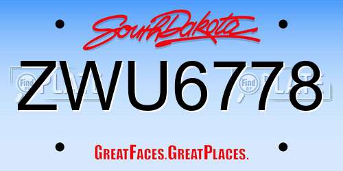 ZWU6778 South Dakota License Plate