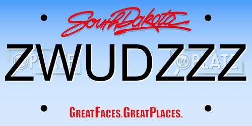 ZWUDZZZ South Dakota License Plate