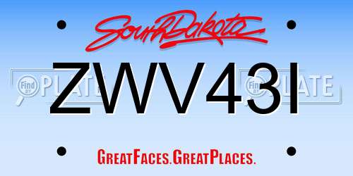 ZWV43I South Dakota License Plate