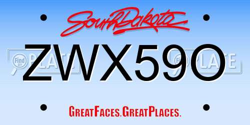ZWX59O South Dakota License Plate