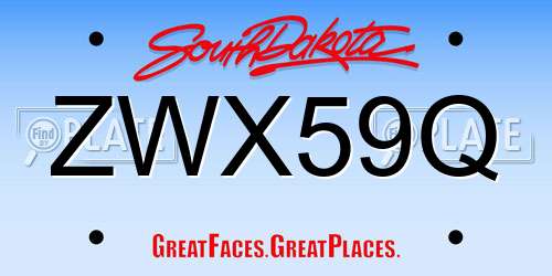 ZWX59Q South Dakota License Plate