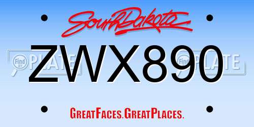 ZWX890 South Dakota License Plate
