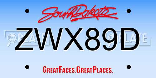 ZWX89D South Dakota License Plate