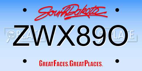 ZWX89O South Dakota License Plate